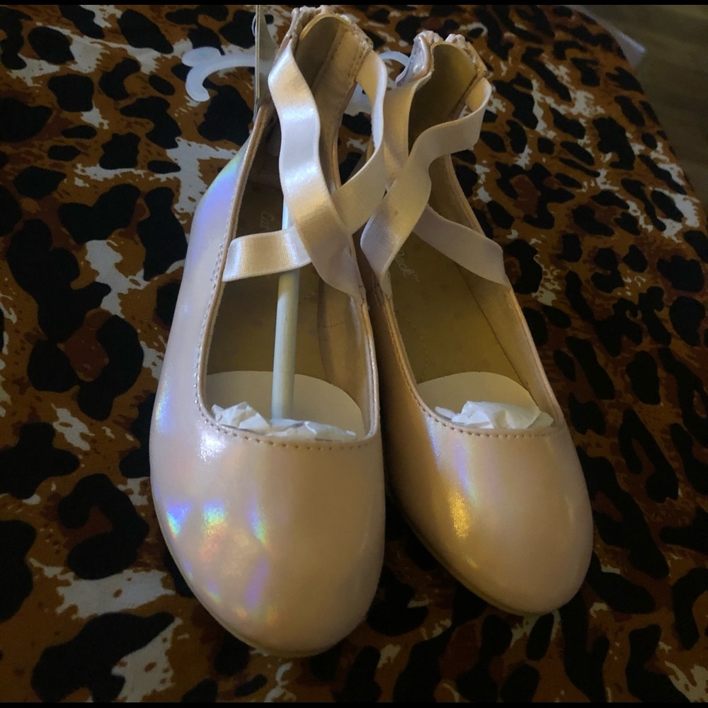 Girls size 8 pink zip up flats